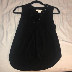 Black Lace up Tank
